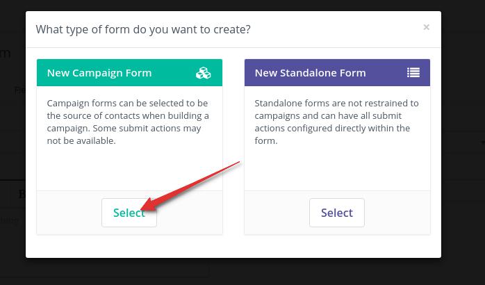 Create Campaign form for Automation campaign