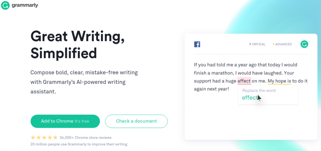 free writing tool grammarly