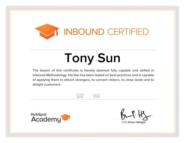 Hubspot Inbound certification program