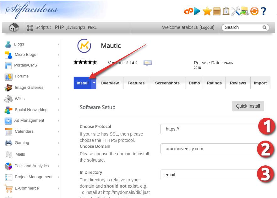 Install Mautic using Siteground Cpanel