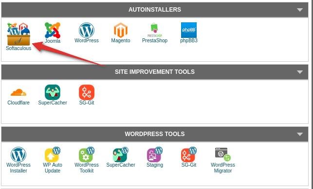 Sitegound Cpanel Softaculous